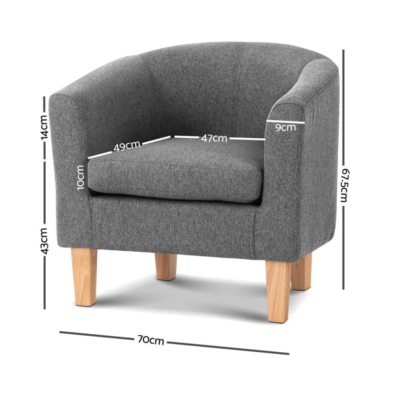Artiss Abby Fabric Armchair - Grey - Sale Now