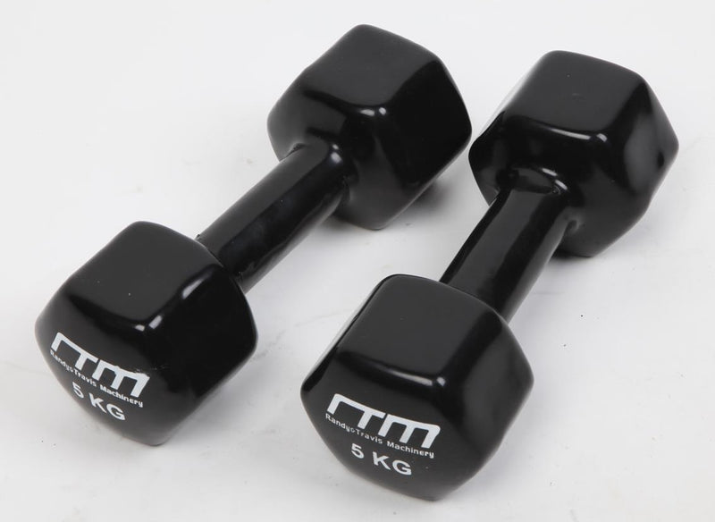 5kg Dumbbells Pair PVC Hand Weights Rubber Coated - Sale Now