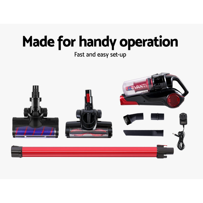 Devanti Cordless Handstick Vacuum Cleaner - Black and Red - Sale Now