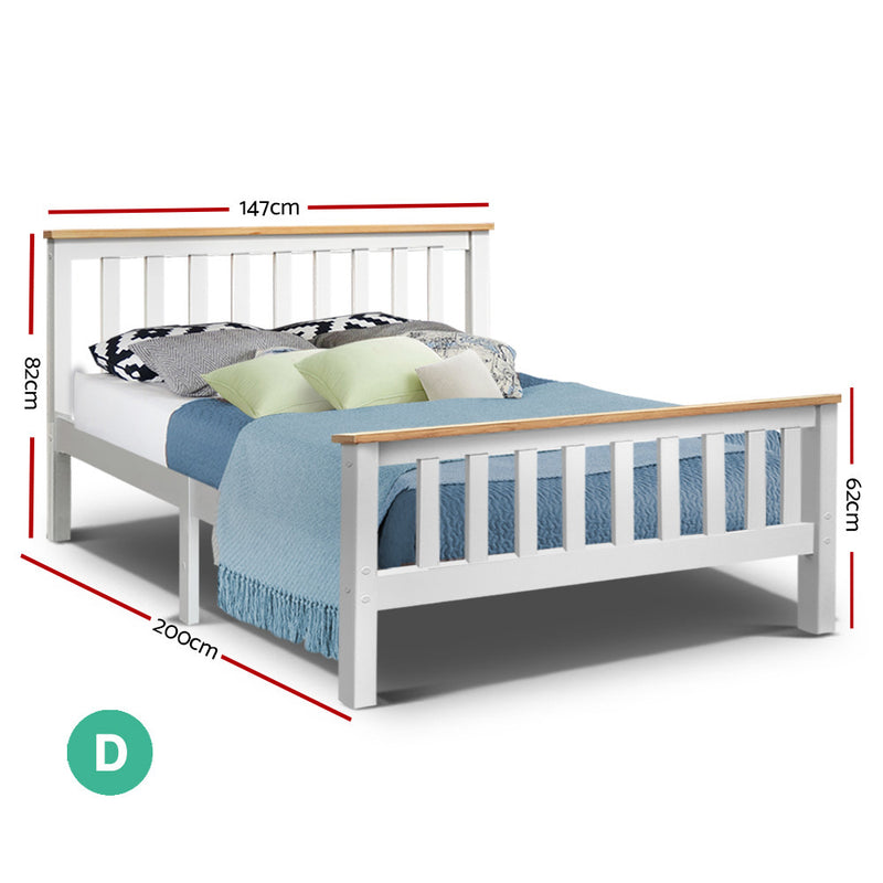 Artiss Double Full Size Wooden Bed Frame PONY Timber Mattress Base Bedroom Kids - Sale Now