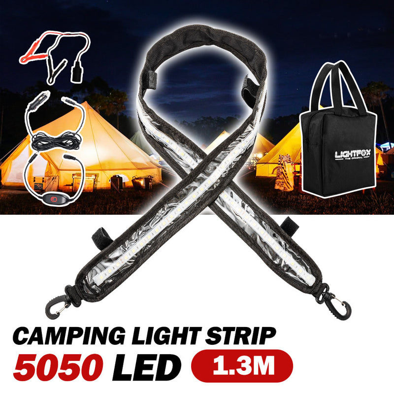 1.3m Flexible Led Camping Light 5050 SMD 12v White Strip Light Bar Waterproof - Sale Now