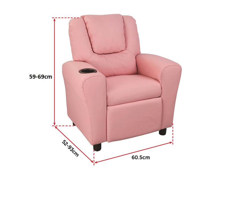 PU Leather Kids Recliner with Drink Holder - Sale Now