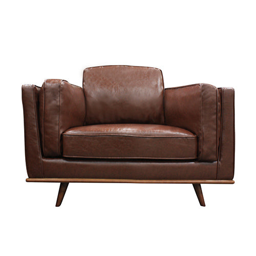 1 Seater Stylish Leatherette Brown York Sofa - Sale Now