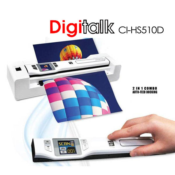 Digitalk 2-in-1 Combo Portable A4 1200DPI Photo & Document Scanner (CI-HS510D) - Sale Now