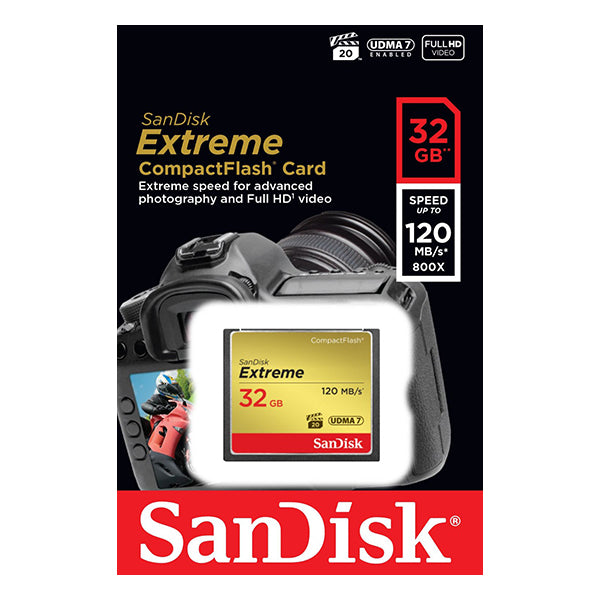 SanDisk 32GB Extreme Compact Flash Card 85MB/s 120MB/s - Sale Now