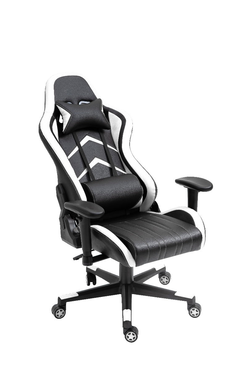 Gaming Chair Office Chair Computer PU Executive Racing Recliner Backrest Armrest White - Sale Now