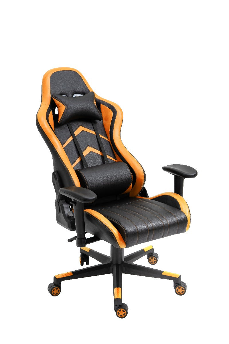 Gaming Chair Office Chair Computer PU Executive Racing Recliner Backrest Armrest Black and Orange - Sale Now