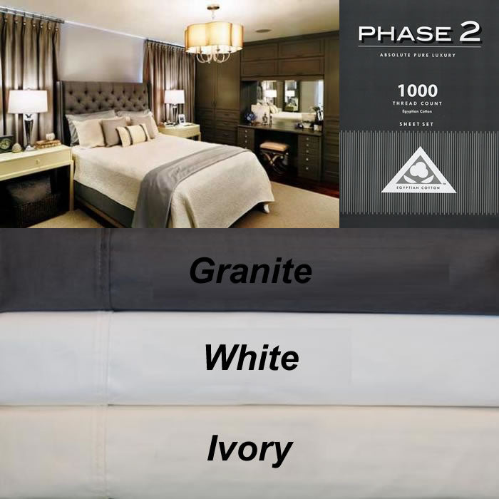 1000TC Cotton Sateen Ivory King Sheet Set by Phase 2 - Sale Now