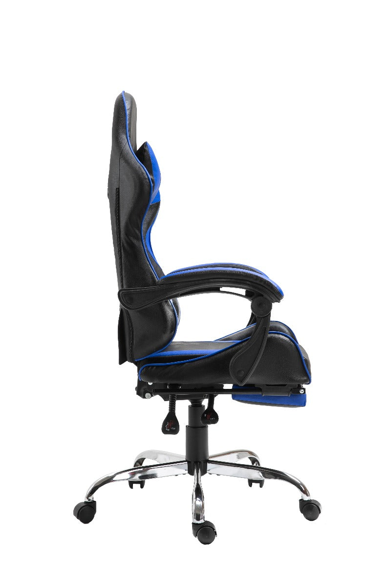 Gaming Chair Office Chair Computer PU Executive Racing Recliner Back Foot Rest Blue - Sale Now