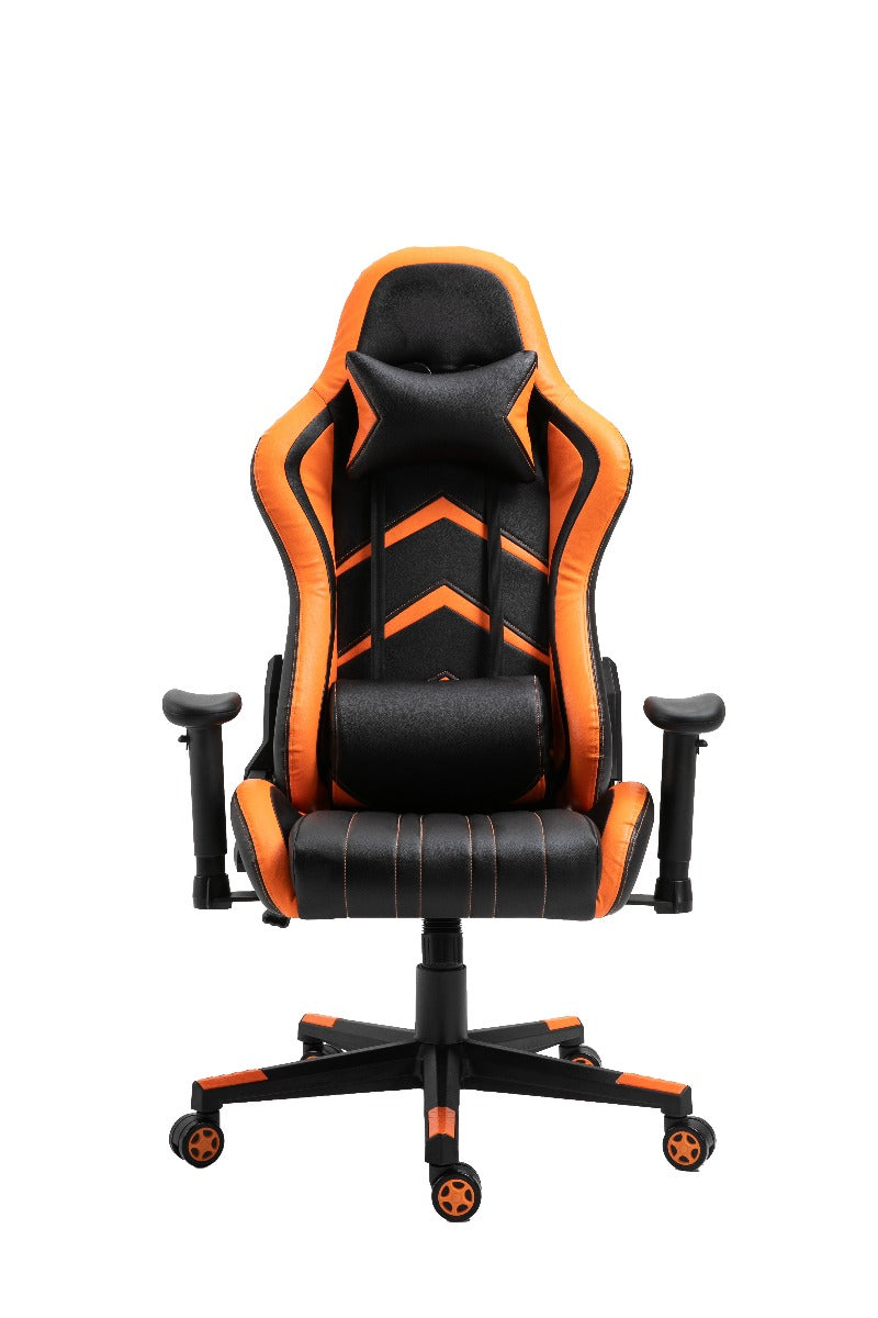 Gaming Chair Office Chair Computer PU Executive Racing Recliner Backrest Armrest Black and Orange - Sale Now