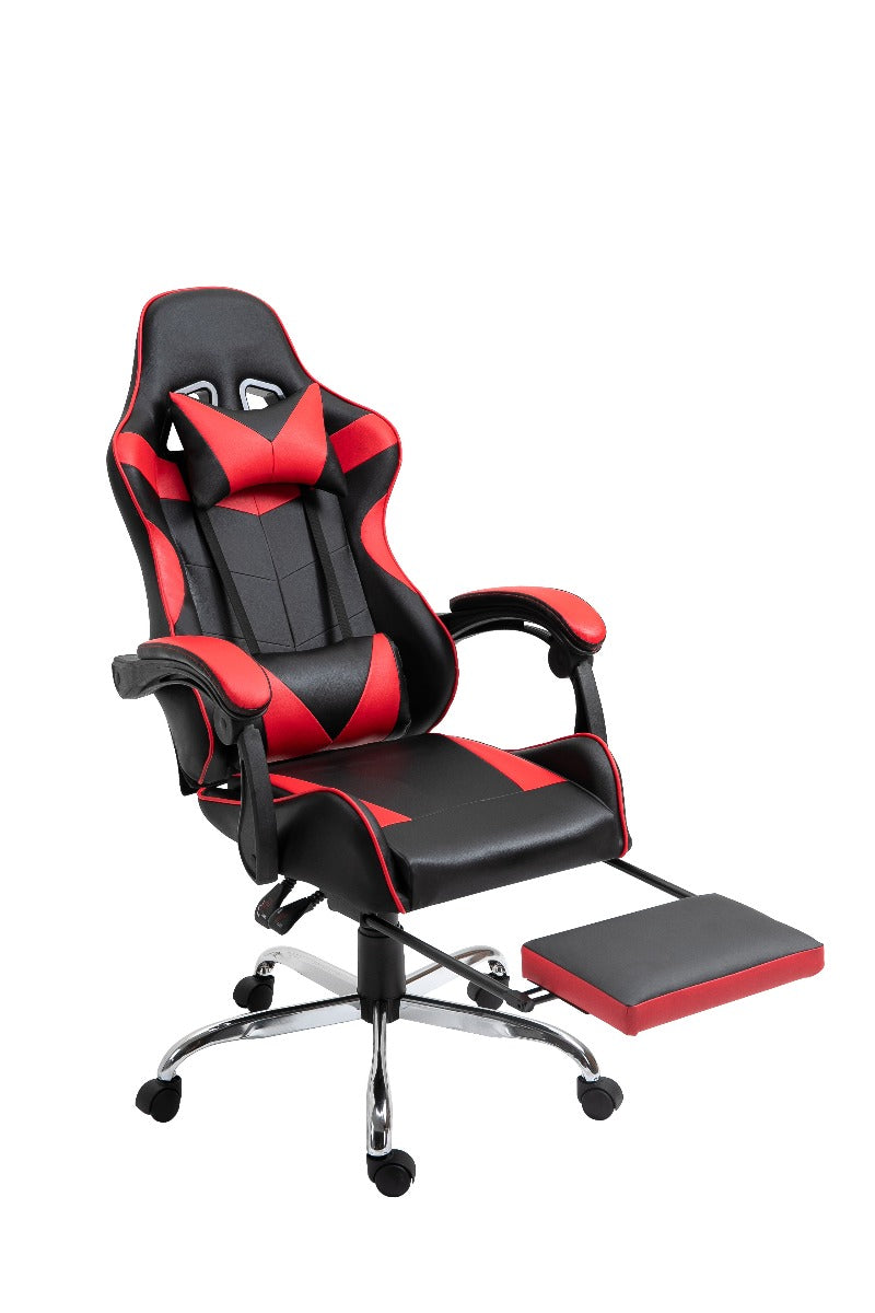 Gaming Office Chair Computer PU Executive Racing Recliner Back Foot Rest White - Sale Now