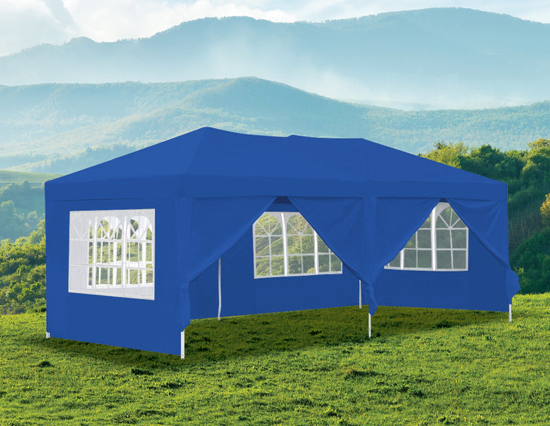 3x6m Gazebo Outdoor Marquee Tent Canopy Blue - Sale Now
