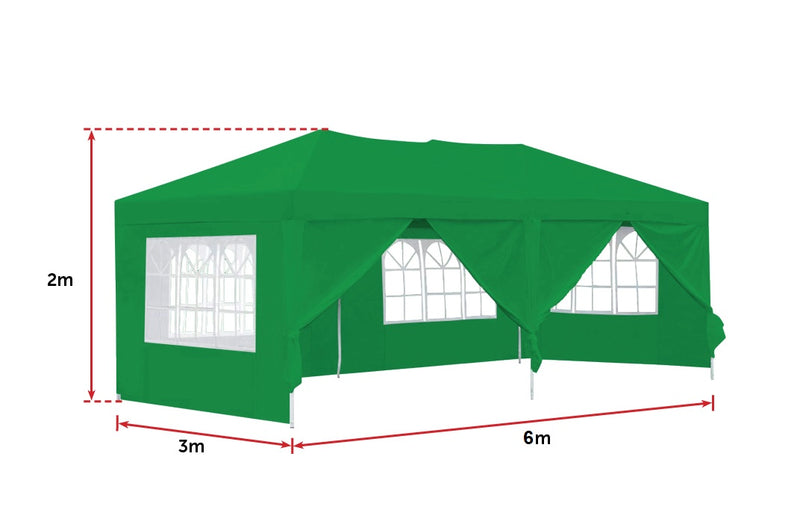 3x6m Gazebo Outdoor Marquee Tent Canopy Green - Sale Now