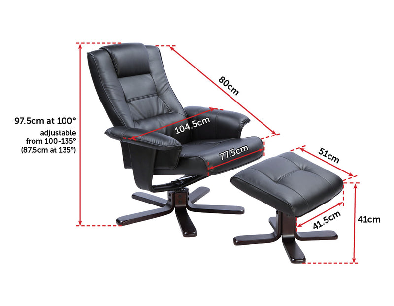 PU Leather Massage Chair Recliner Ottoman Lounge Remote - Sale Now
