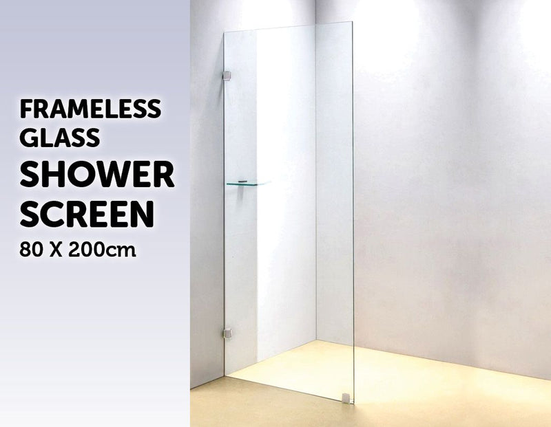 800 x 2000mm Frameless 10mm Safety Glass Shower Screen