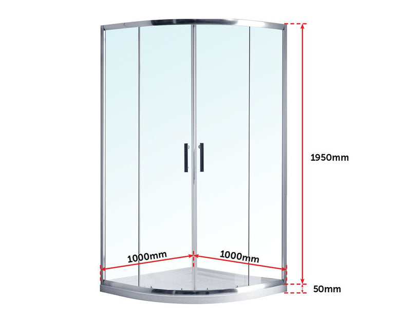 Rounded Sliding Curved Shower Screen 6mm Toughened Glass with Base - Sale Now