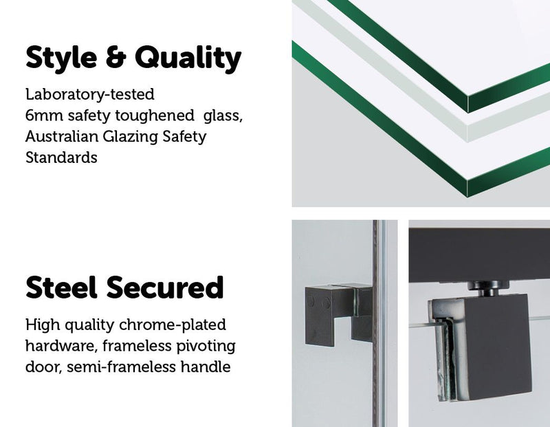 Adjustable Semi Frameless Shower Screen (114~122) x 195cm Australian Safety Glass - Sale Now
