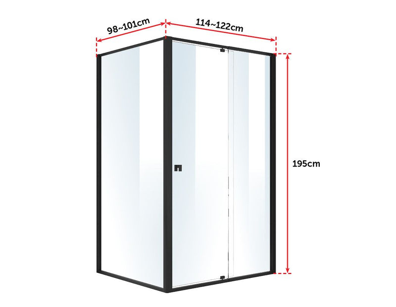 Semi Frameless Shower Screen (114~122)x 195cm & (98~101)x195cm Side AS/NZS Glass - Sale Now