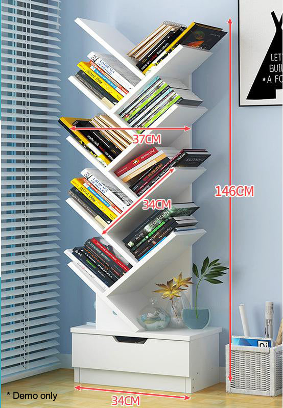 Tree Bookshelf Bookcase Book Organizer 9-Tier Multipurpose Shelf Display Racks - Sale Now