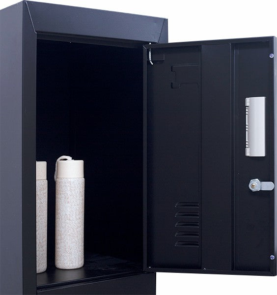 Standard Lock 4-Door Vertical Locker for Office Gym Shed School Home Storage Black
