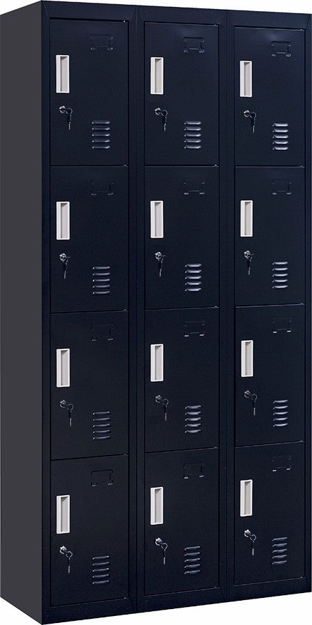 Standard locks 12 Door Locker for Office Gym - Black
