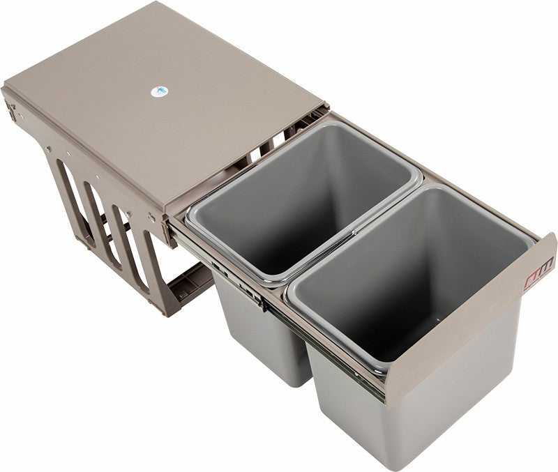 Set of 2 15L Pull Out Trash Bin Dual Kitchen Garbage Waste Basket Cabinet Bin - Sale Now