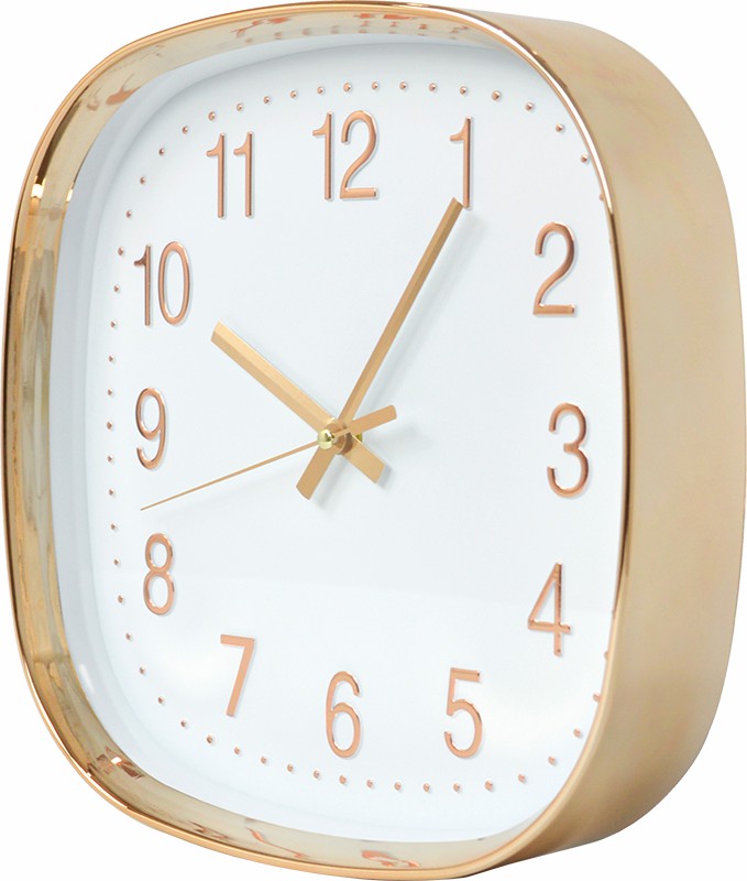 Modern Wall Clock Silent Non-Ticking Quartz Battery Operated Square Rose Gold - Sale Now