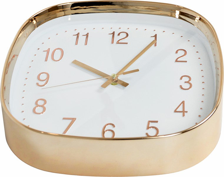 Modern Wall Clock Silent Non-Ticking Quartz Battery Operated Square Rose Gold - Sale Now