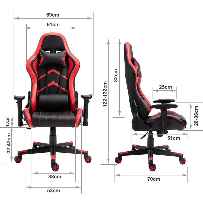 Gaming Chair Office Chair Computer PU Executive Racing Recliner Backrest Armrest Red - Sale Now
