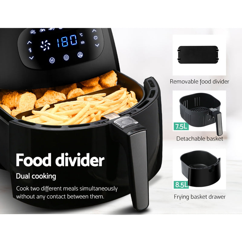 Devanti Air Fryer 8.5L LCD Digital Oil Free Deep Frying Cooker Accessories Rack - Sale Now