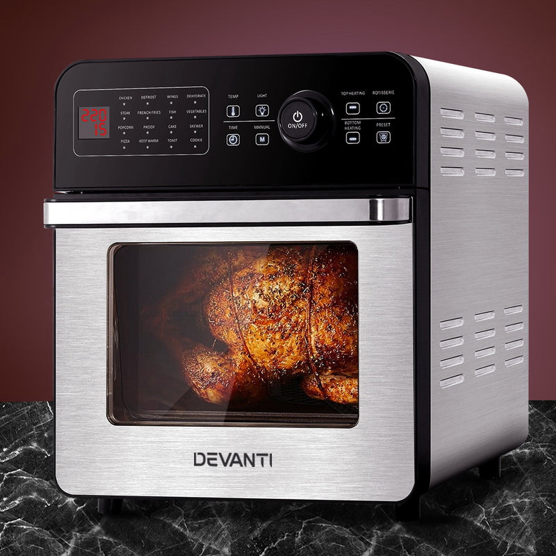 Devanti Air Fryer 18L Fryers Oil Free Oven Airfryer Kitchen Cooker Accessories - Sale Now
