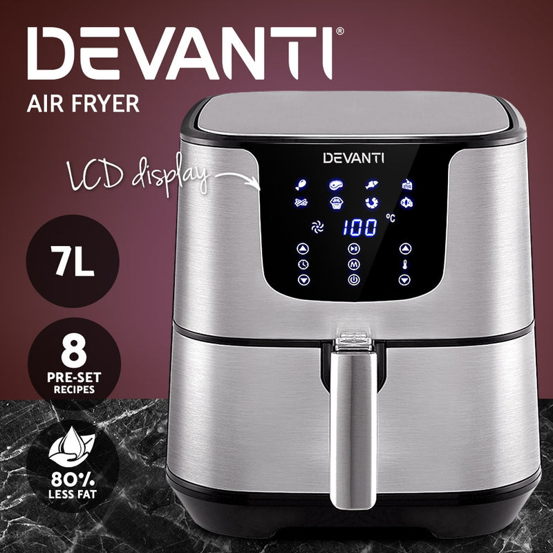 Devanti Air Fryer 7L LCD Fryers Oil Free Oven Airfryer Kitchen Healthy Cooker - Sale Now