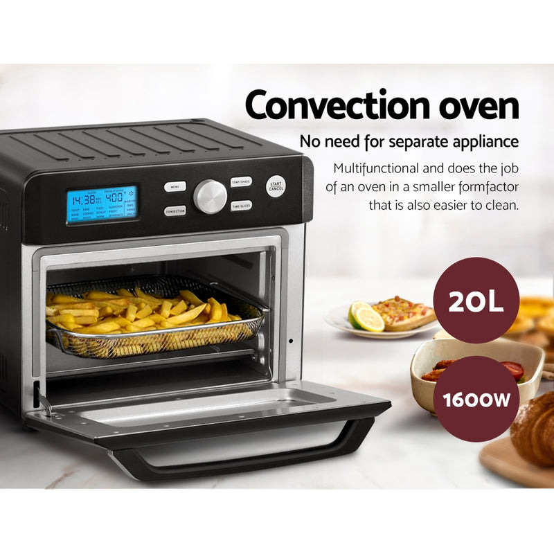Devanti 20L Air Fryer Convection Oven Oil Free Fryers Kitchen Cooker Accessories Black - Sale Now