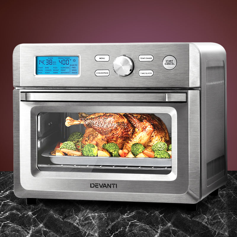 Devanti 20L Air Fryer Convection Oven Oil Free Fryers Kitchen Healthy Cooker Accessories - Sale Now