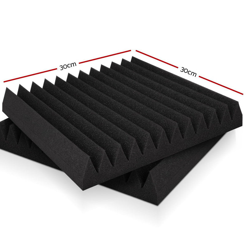 60pcs Studio Acoustic Foam Sound Absorption Proofing Panels 30x30cm Black Wedge - Sale Now