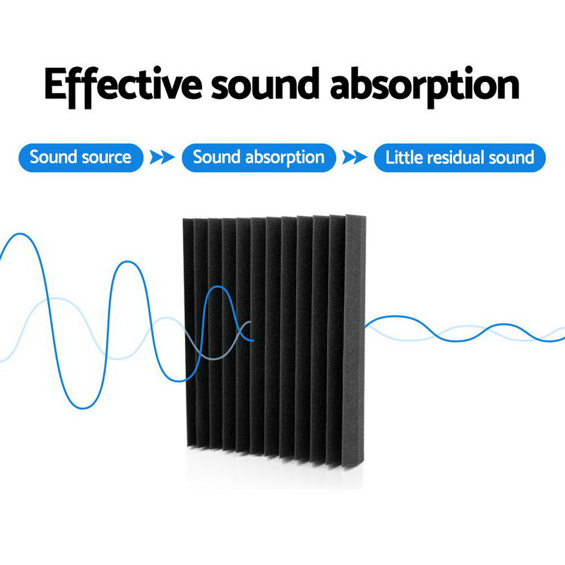 60pcs Studio Acoustic Foam Sound Absorption Proofing Panels 30x30cm Black Wedge - Sale Now