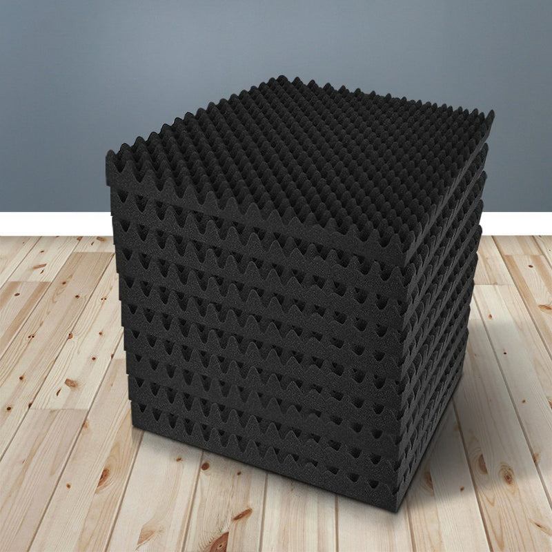 20pcs Studio Acoustic Foam Sound Absorption Proofing Panels 50x50cm Black Eggshell - Sale Now