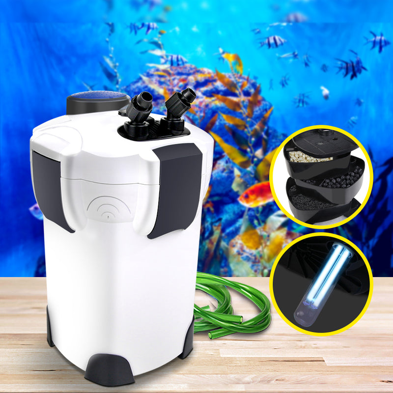 Aquarium External Canister Filter Aqua Fish Tank UV Light with Media Kit 2400L/H - Sale Now