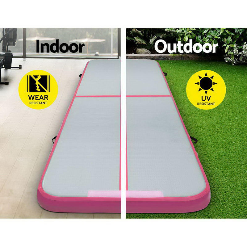 Everfit 3m x 1m Air Track Mat Gymnastic Tumbling Pink and Grey - Sale Now