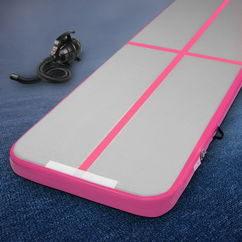 Everfit GoFun 3X1M Inflatable Air Track Mat with Pump Tumbling Gymnastics Pink - Sale Now