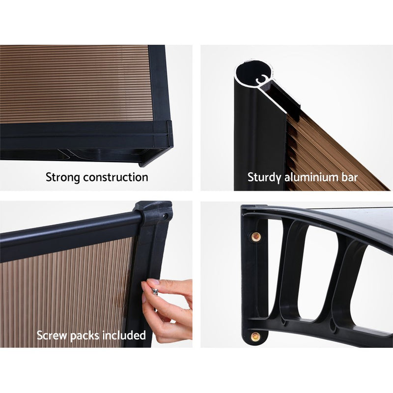 Instahut Window Door Awning Door Canopy Outdoor Patio Cover Shade 1.5mx4m DIY BR - Sale Now