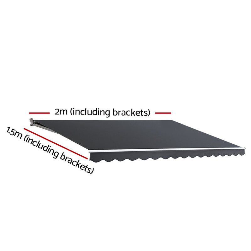 Instahut Retractable Outdoor Arm Awning 2 x 1.5M - Grey - Sale Now