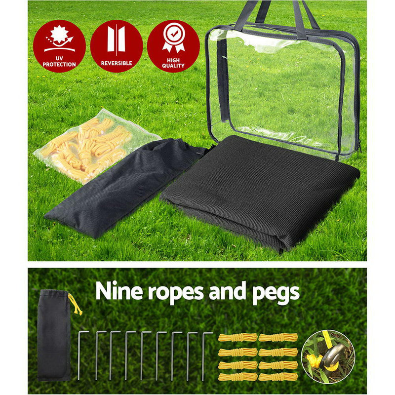 Black Caravan Privacy Screen 1.95 x 2.2M End Wall or Side Sun Shade Roll Out - Sale Now