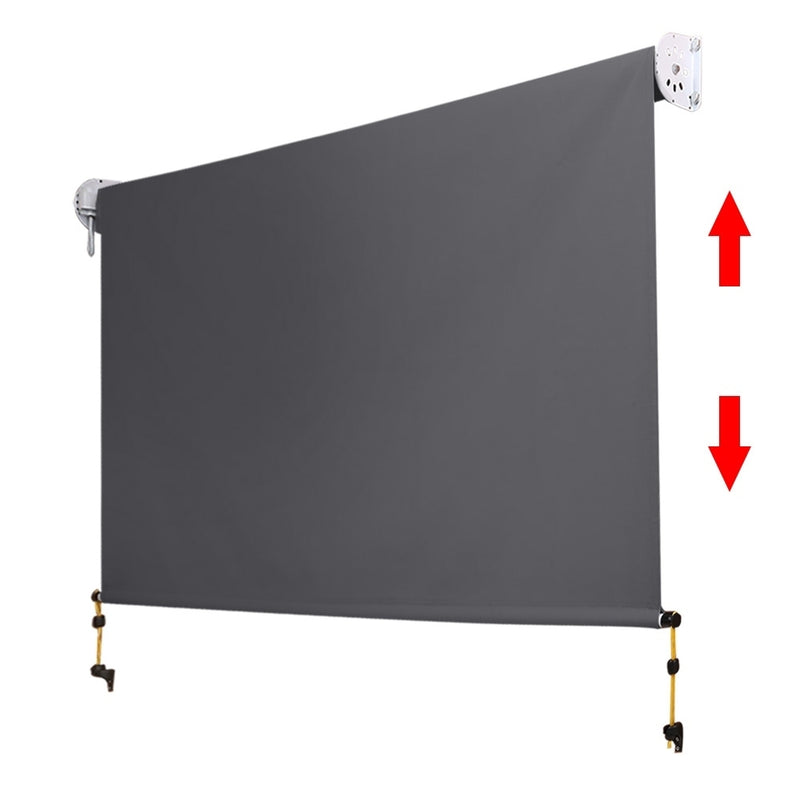 Instahut 1.8m x 2.5m Retractable Roll Down Awning - Grey - Sale Now