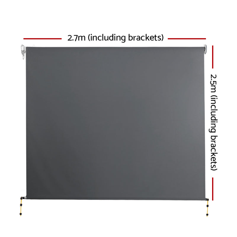 Instahut 2.7m x 2.5m Retractable Roll Down Awning - Grey - Sale Now