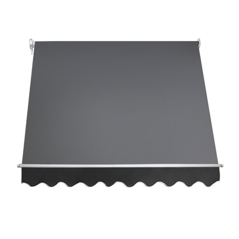 Instahut 2.4m x 2.1m Retractable Fixed Pivot Arm Awning - Grey - Sale Now