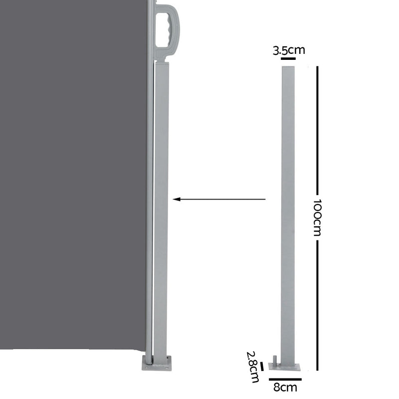 Instahut 2X6M Retractable Side Awning Garden Patio Shade Screen Panel Grey - Sale Now