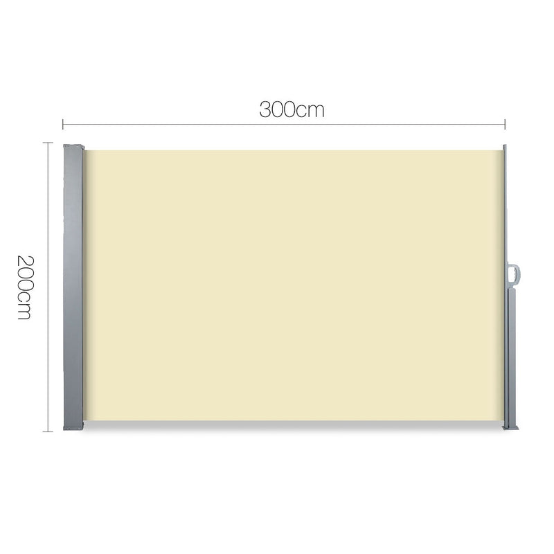 Instahut Retractable Side Awning Shade 2 x 3m - Beige - Sale Now