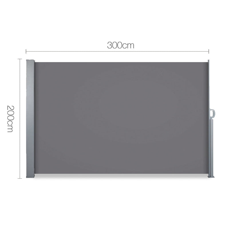 Instahut Retractable Side Awning Shade 2 x 3m - Grey - Sale Now