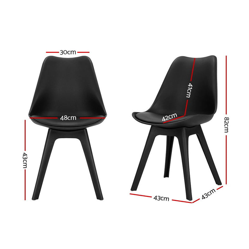 Artiss Set of 4 Retro Padded Dining Chair - Black - Sale Now